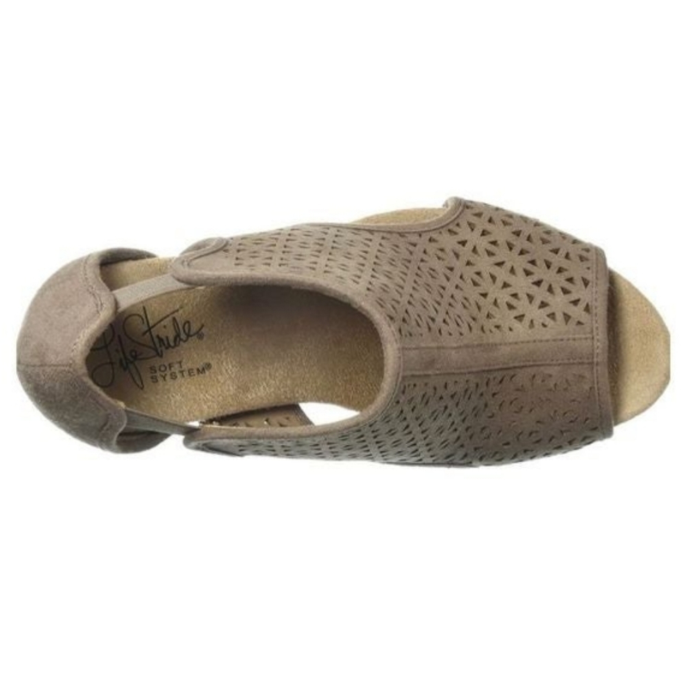 Life Stride Women's Tan Flex Soft System Hinx 2 Cut Out Wedge Sandals Size 10 - Picture 4 of 16